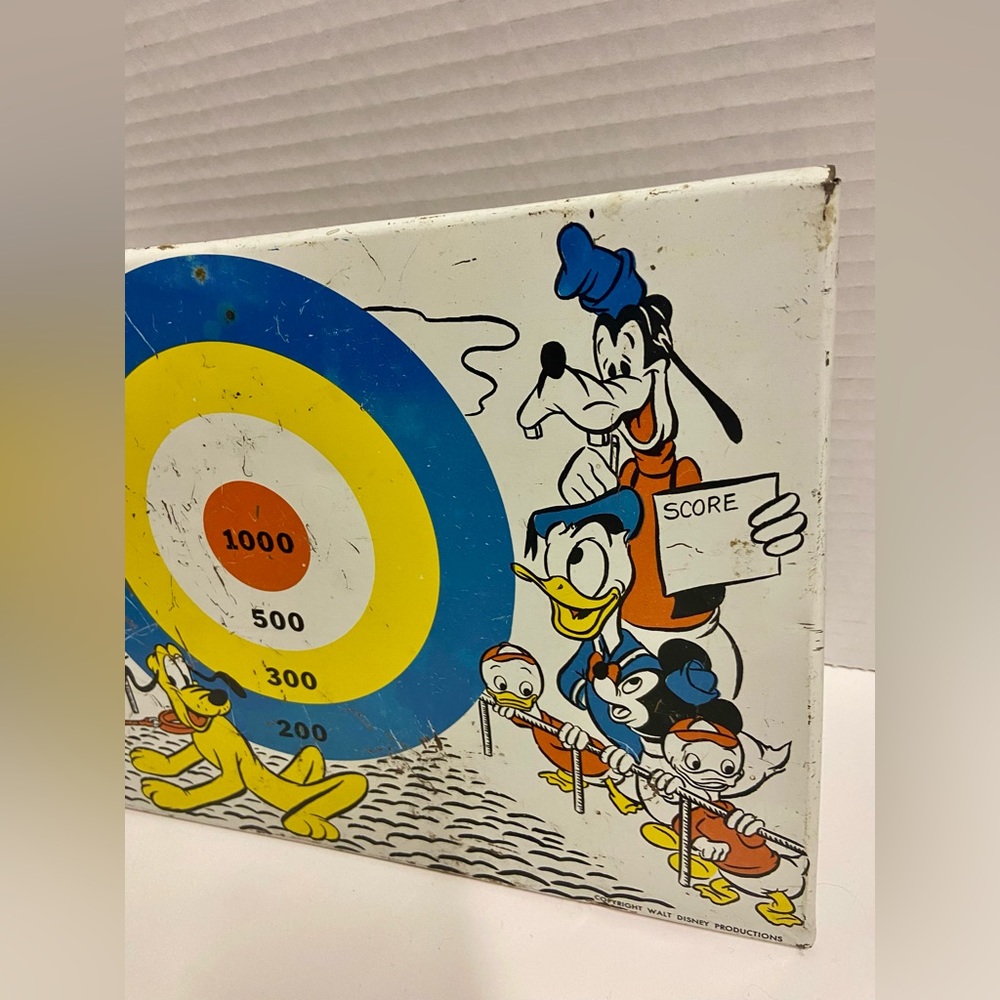 Vintage 1960's Walt Disney Productions Mickey Mouse Goofy Bullseye Tin Target - Picture 5 of 8
